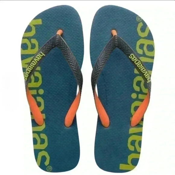 Havaianas Genuine Flip-Flops Boys Girls Unisex Kids Navy Blue Green Child 1.5 - Picture 3 of 9